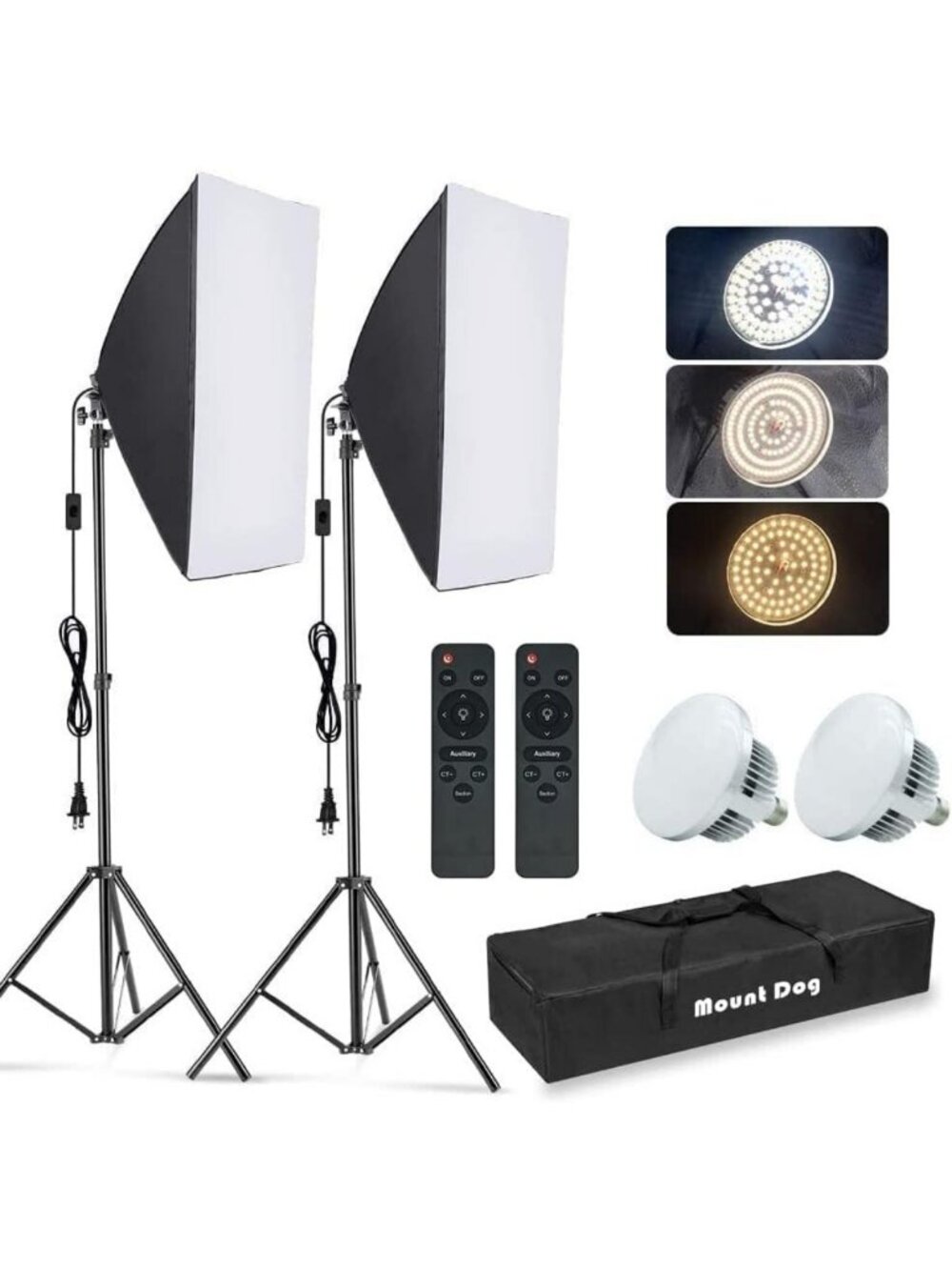 Softbox Lighting Kit for Photography - 2 Continuous Lights, 85W LED Bulbs